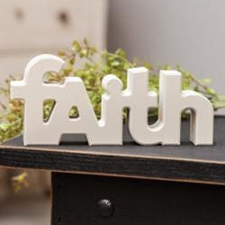 Wooden "Faith" Block Cream