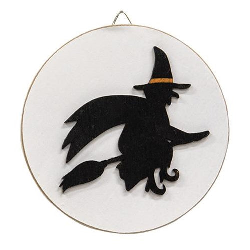 Witch Silhouette Circle Easel Sign