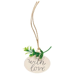 Wooden Oval Floral Love Tag - 4 Asstd.