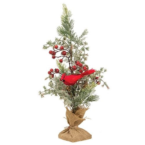 Mountain Berry Pine Tree w/Cardinal