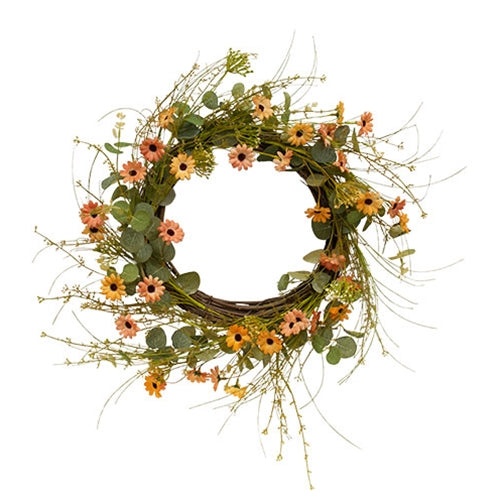 Cottage Blush Daisy & Eucalyptus Wreath