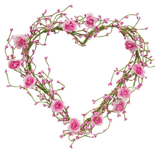 Pink Roses & Pip Berry Heart Wreath