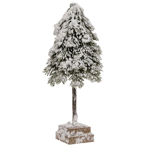 Heavy Snowy Weeping Pine Tree on Base 12"