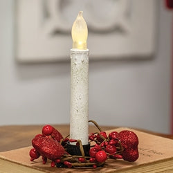 Red Glitter Heart & Berries Candle Ring - 2"