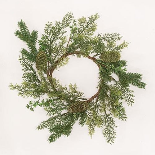 Mossy Glen Pine & Cedar Candle Ring 6.5"