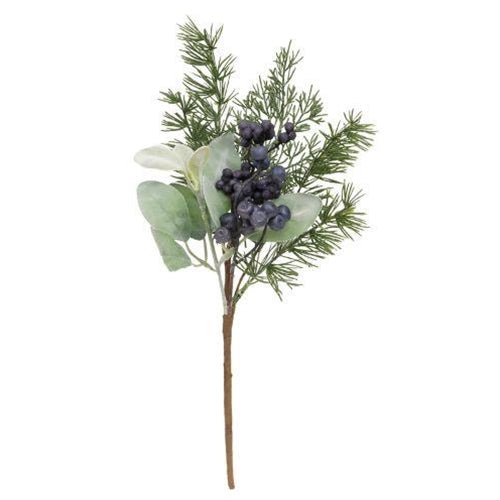 Royal Blue Berries Cedar & Lamb's Ear Pick 15"