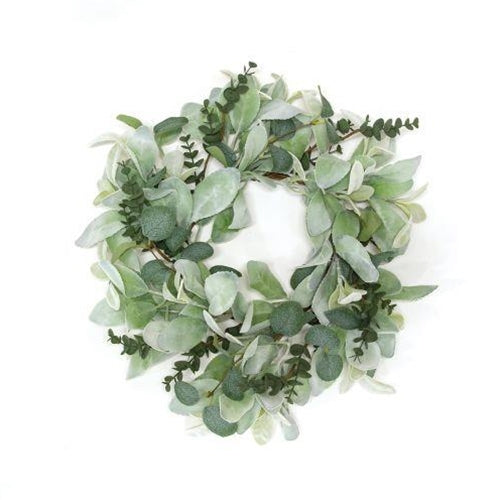 Velvet Lamb's Ear & Eucalyptus Candle Ring 6.5"