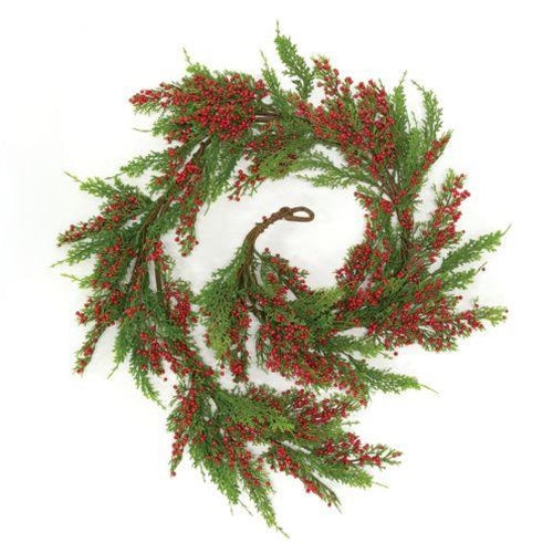 Merry Red Berries & Cedar Garland 5ft