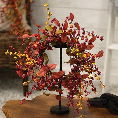 Bountiful Berries & Leaves Candle Ring 6.5"