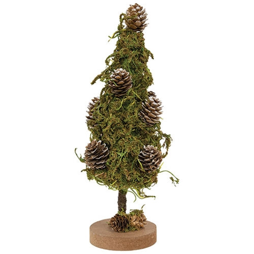 Mossy Christmas Tree With Pinecones 12"