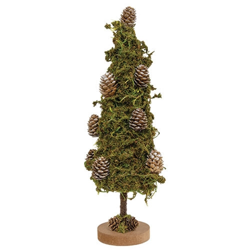 Mossy Christmas Tree With Pinecones 16"