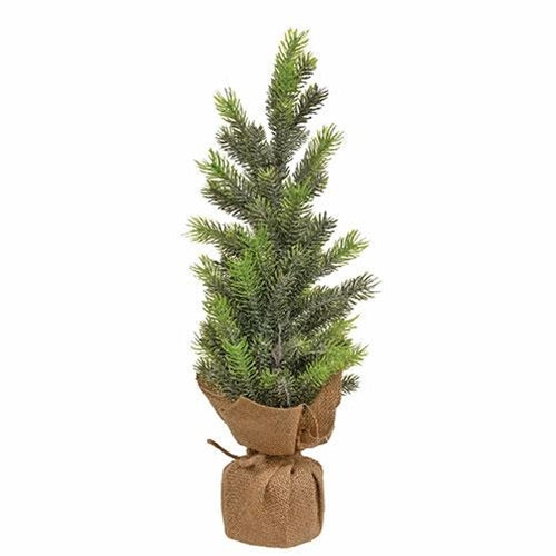 Glittered Pine Tree with Burlap Base