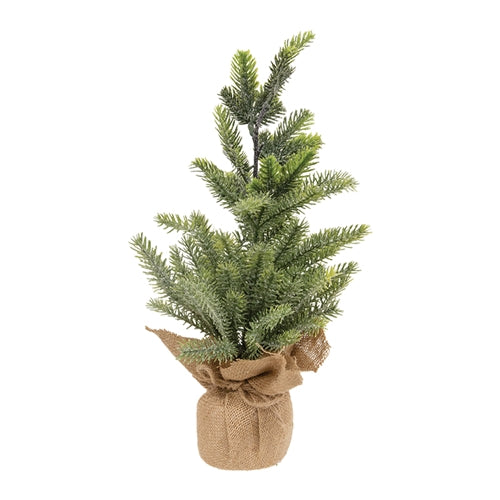 Glittered Pine Tree with Burlap Base 12"