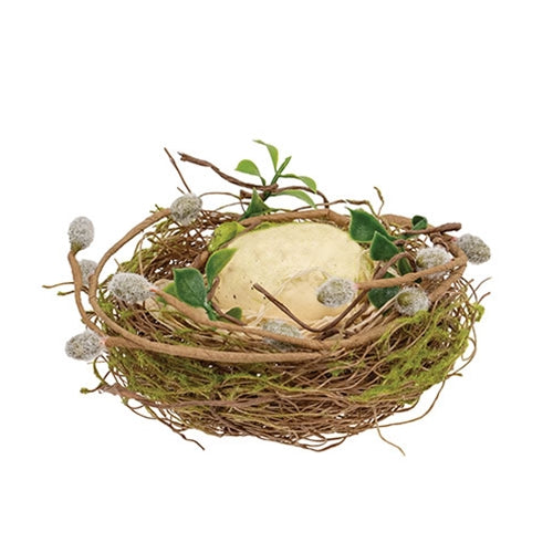 New Growth Mossy Bird Nest w/Egg