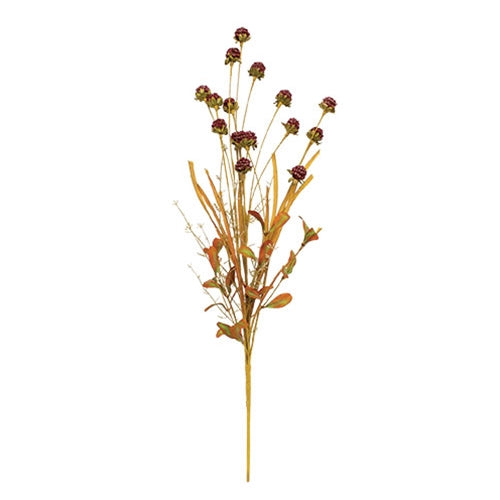 Fall Grass & Thistle Spray 26" Burgundy