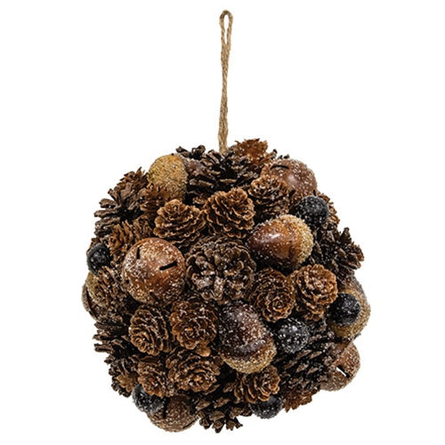 Frosted Deer Run Hanging Ball 7"