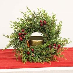 Red Berry & Cedar Wreath 12"