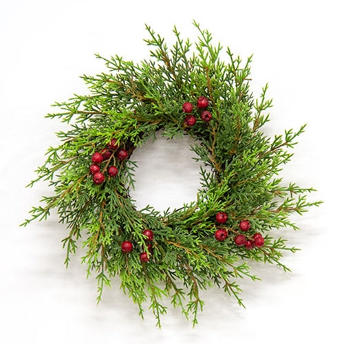 Red Berry & Cedar Wreath 12"