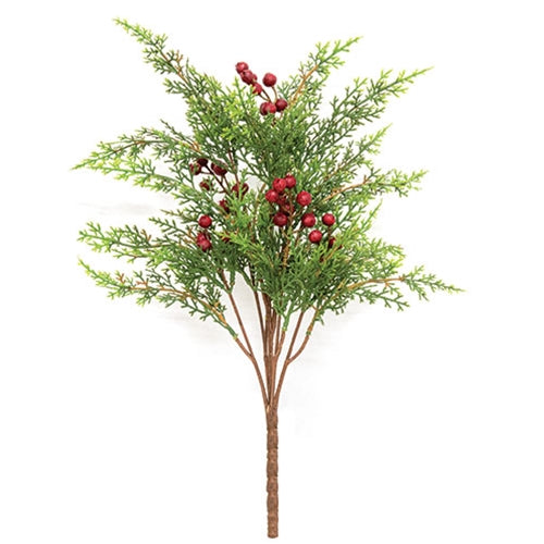 Red Berry & Cedar Bush 17"