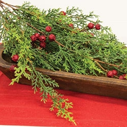 Red Berry & Cedar Hanging Bush 27"