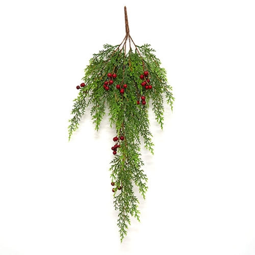 Red Berry & Cedar Hanging Bush 27"