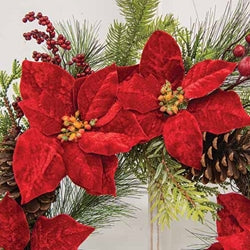 Winter Party Poinsettia & Pine Wreath 24"