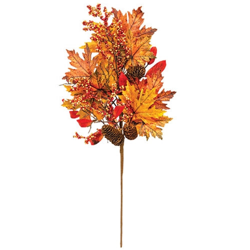 Fall Maple Leaf Pinecone & Berry Spray 29"