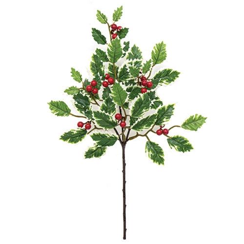 Mini Holly Leaves & Berries Pick 14"