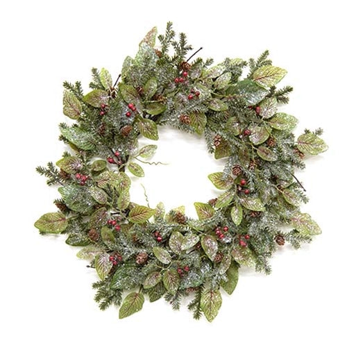 Snowy Fittonia Pine & Berries Wreath 20"