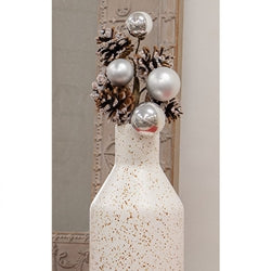 Snow Sprinkled Pine & Baubles Pick 12.5"