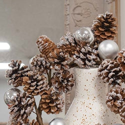 Snow Sprinkled Pine & Baubles Wreath 12"