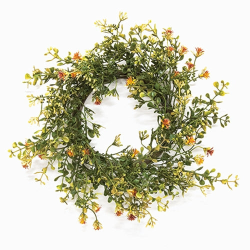 Golden Buds & Baby's Grass Candle Ring 4.5"