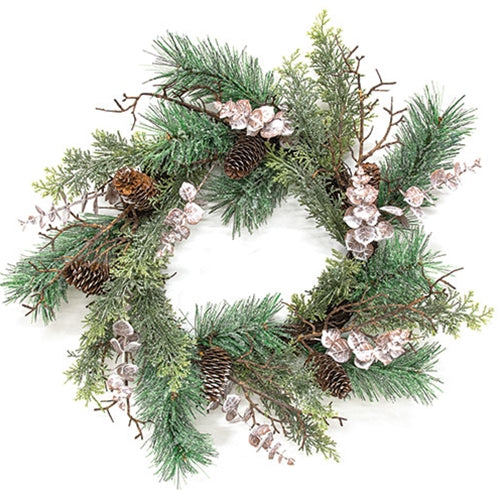 Icy Woodland Pine & Eucalyptus Wreath 22"