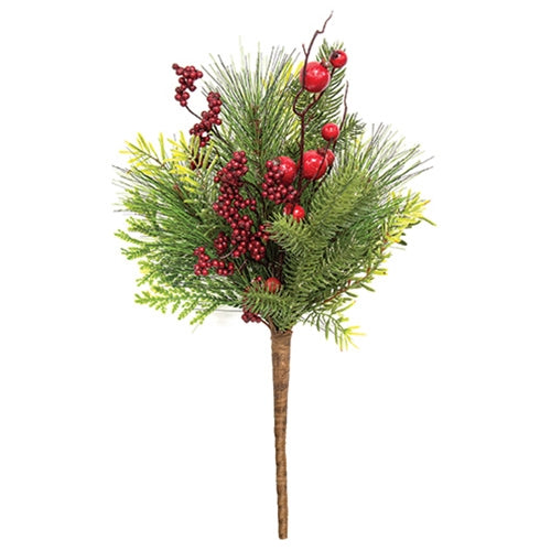 Winter Party Pine & Berry Bush 15"