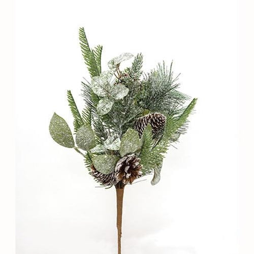 Newport Snowy Mixed Greens & Cone Bush 19"