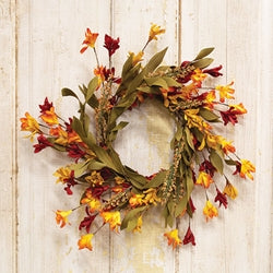 Orange & Burgundy Wildflower Heather Wreath 18"