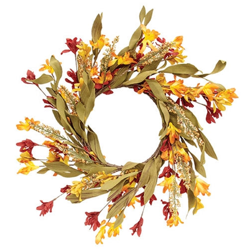 Orange & Burgundy Wildflower Heather Wreath 18"