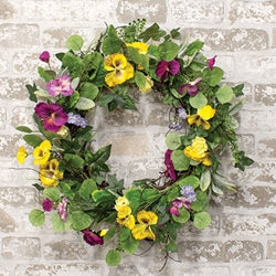 Mixed Pansy Garden Wreath 22"