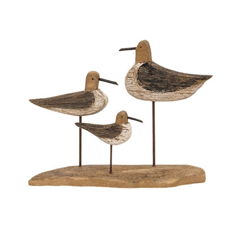 Natural Wood Seabird Trio Sitter