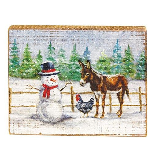 Winter Farm Friends Wooden Block