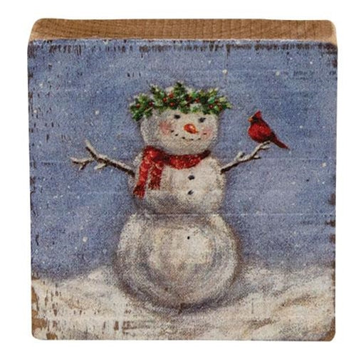 Vintage Snow Woman & Cardinal Block