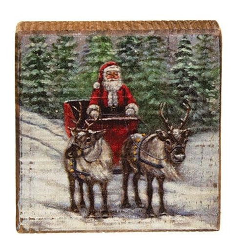 Vintage Santa & His Sleigh Block