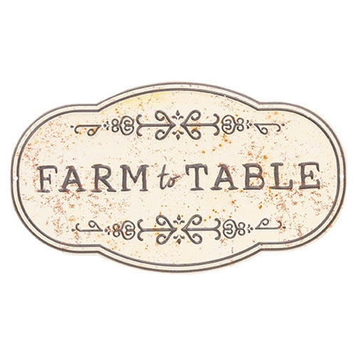 Farm to Table Distressed Metal Sign 10.5" x 6"