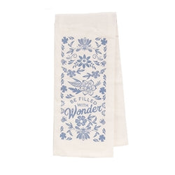 Be Filled With Wonder Blue Floral Dish Towel 16"x26"