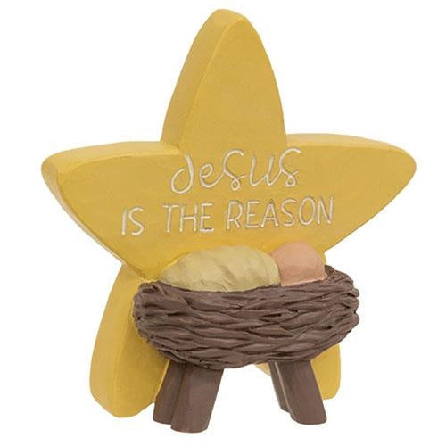 Jesus Is the Reason Baby Jesus w/Star Resin Plaque