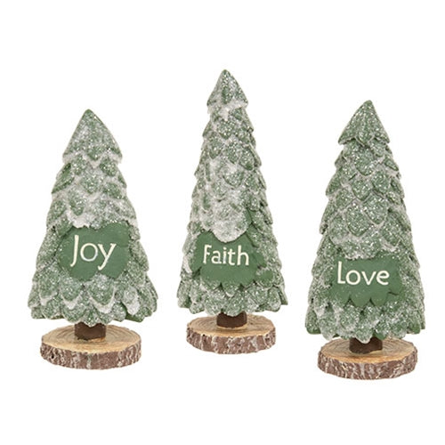 3/Set "Faith" "Love" "Joy" Resin Christmas Trees