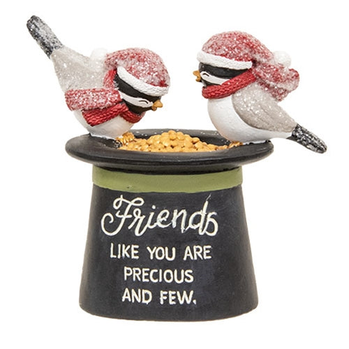 Friends Like You Resin Top Hat w/Winter Bird Pair