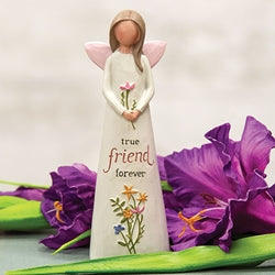 True Friend Forever Resin Angel w/Flowers