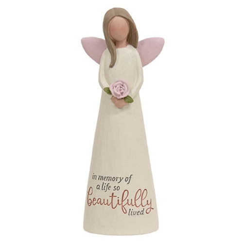 A Life So Beautifully Lived Resin Angel w/Rose