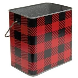 2/Set Red & Black Buffalo Check Canisters w/Handles